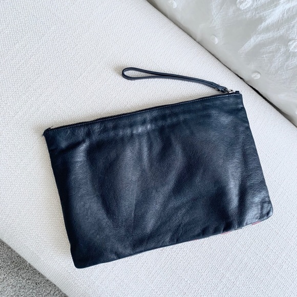 Oversized Leather/Fabric Clutch - Picture 3 of 5